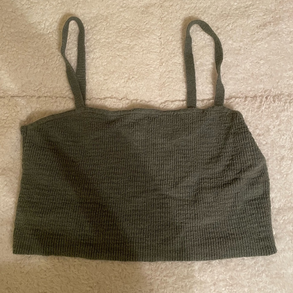 Green Knit Crop Top Tank